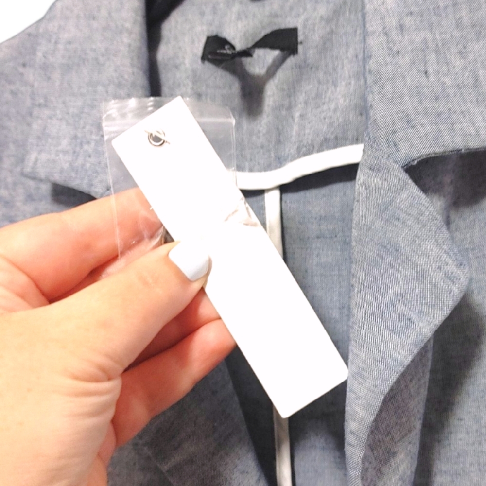 Drew Anthropologie NWT Linen Blend Chambray Blue One Button Blazer Size Small S - Picture 8 of 10